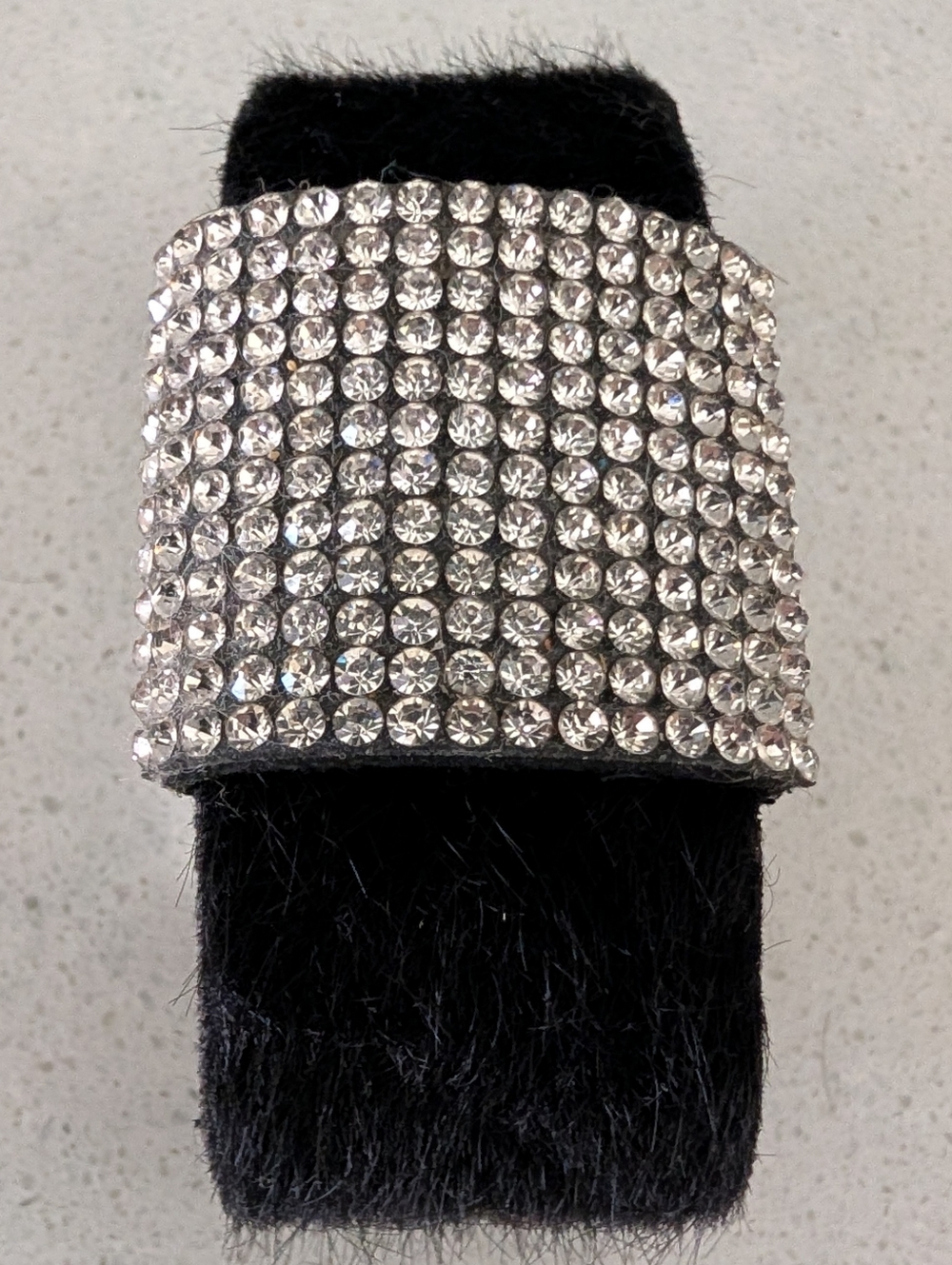 Crystal Wide Rhinestone Furry Slide Cuff Statement Bracelet